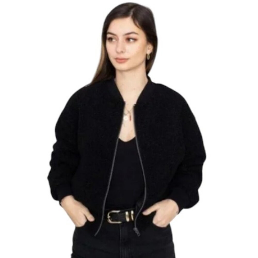 PPLA Revolve black sherpa bomber jacket size S